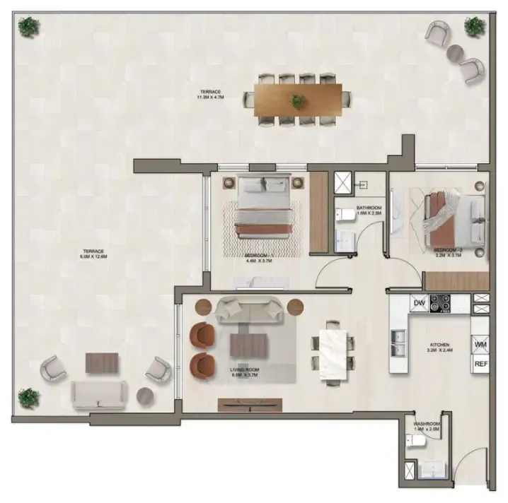 2 bedroom Apartments floor plan at Ghaff Land Residence
