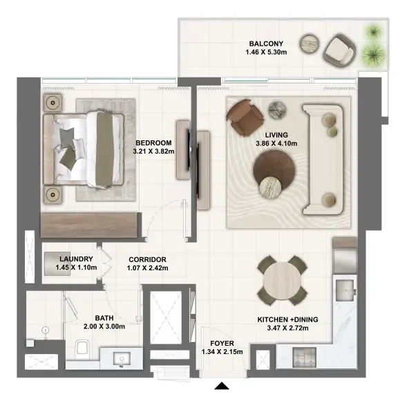 1 bedroom Apartments floor plan at Silva Dubai Creek Harbour
