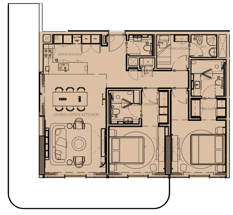 2 bedroom Apartments floor plan at Sunset Bay Grand