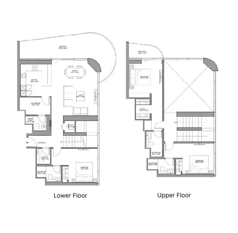 3 bedroom Duplex floor plan at Sobha Aquamont