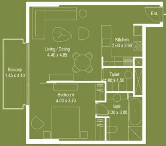 1 bedroom Apartments floor plan at Mont Rose