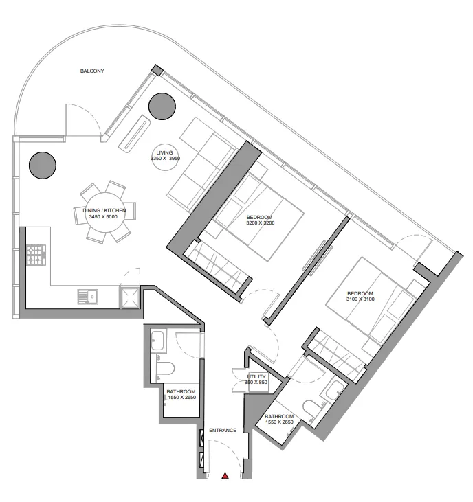 2 bedroom Apartments floor plan at Sobha Solis