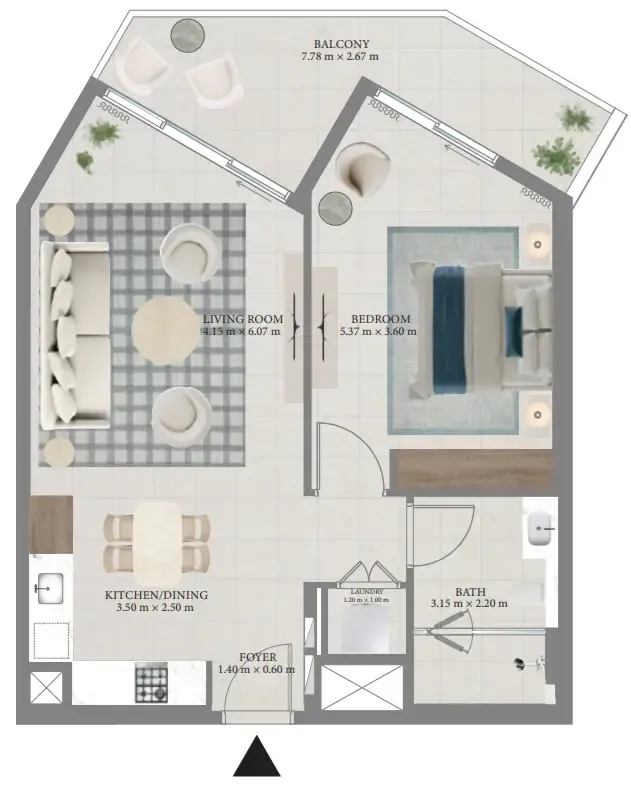 1 bedroom Apartments floor plan at Fior 1