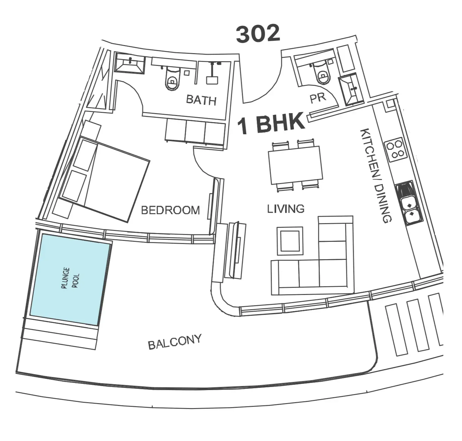1 bedroom Apartments floor plan at Villa Del Garda