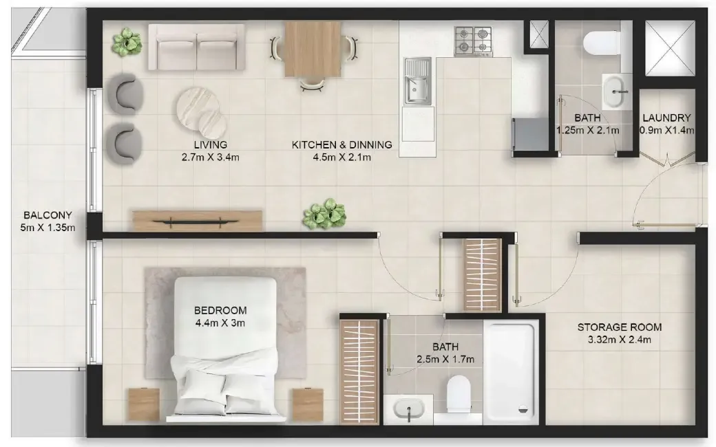 1 bedroom Apartments floor plan at Stellar Axis