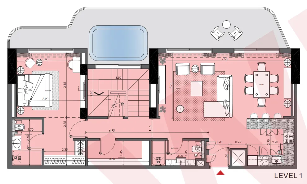 3 bedroom Penthouse floor plan at Azizi Wasel