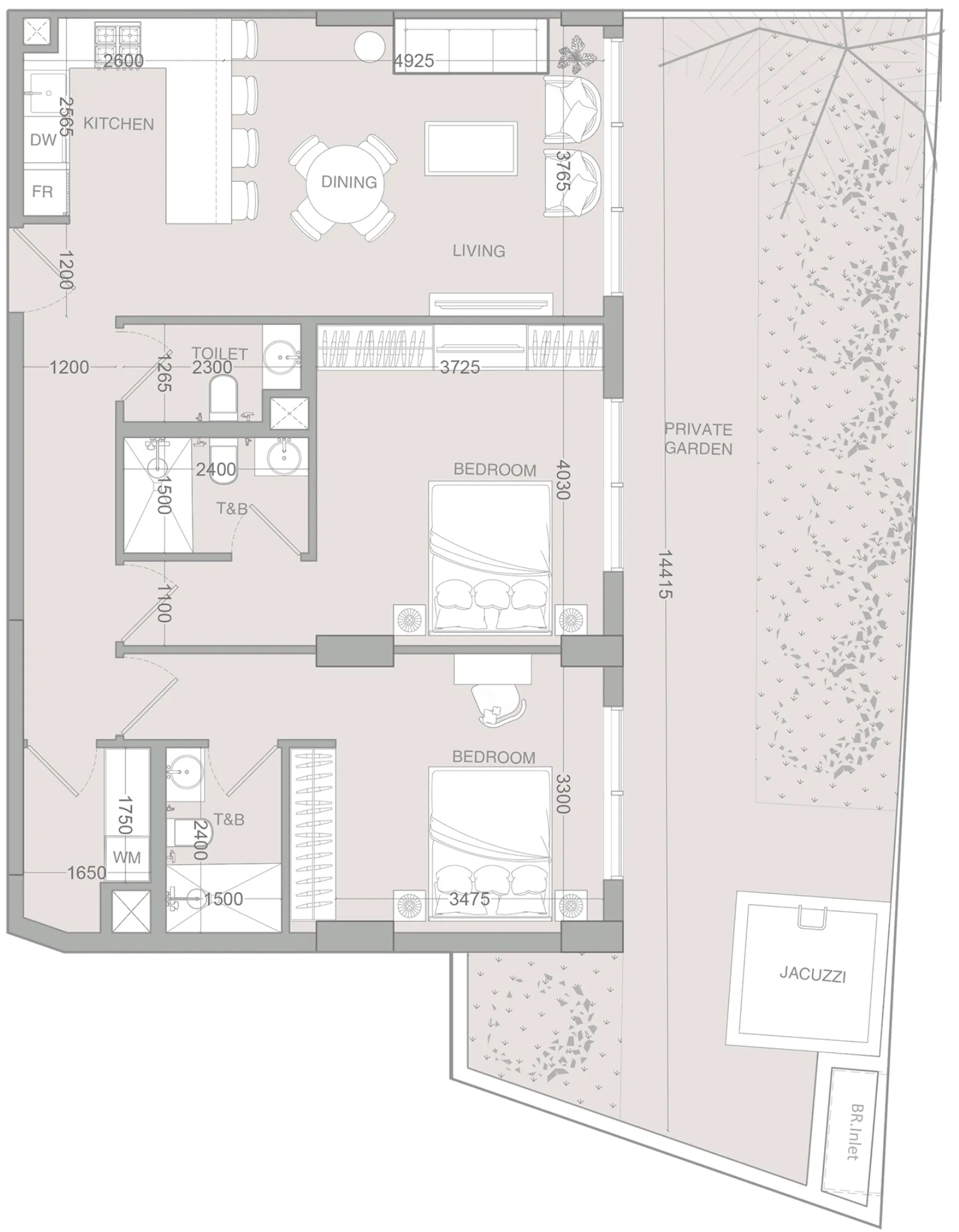 2 bedroom Apartments floor plan at IR1DIAN Park 2