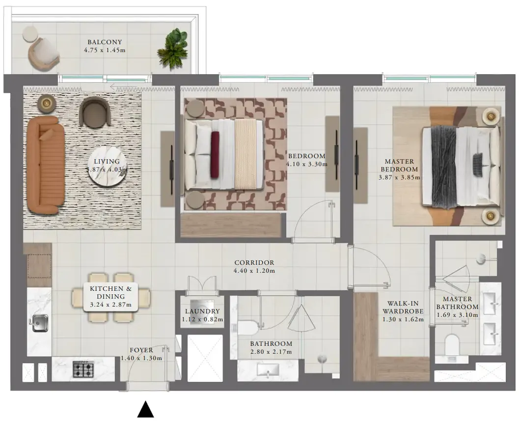 2 bedroom Apartments floor plan at Golf Trails