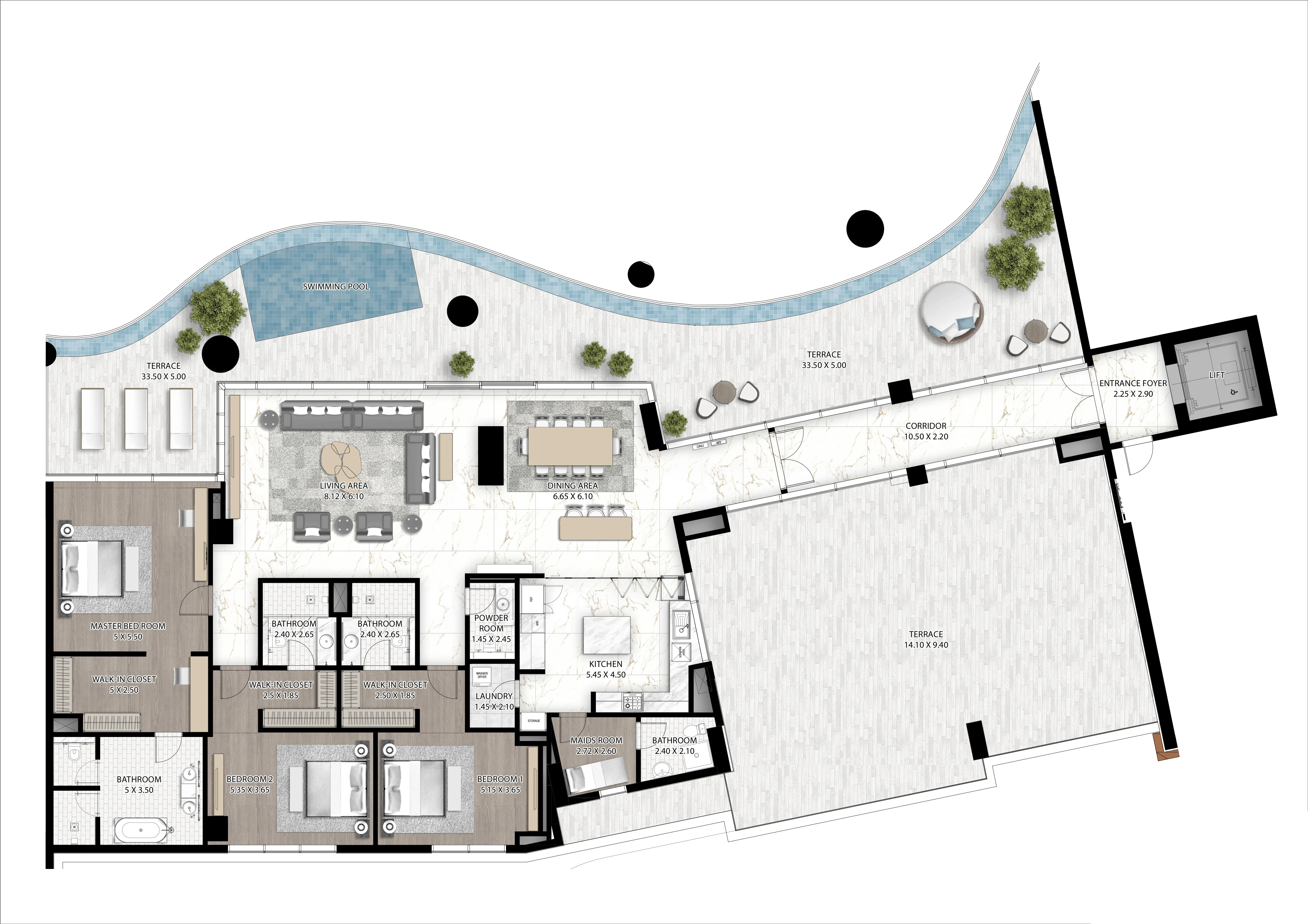 3 bedroom Apartments floor plan at Cavalli Couture