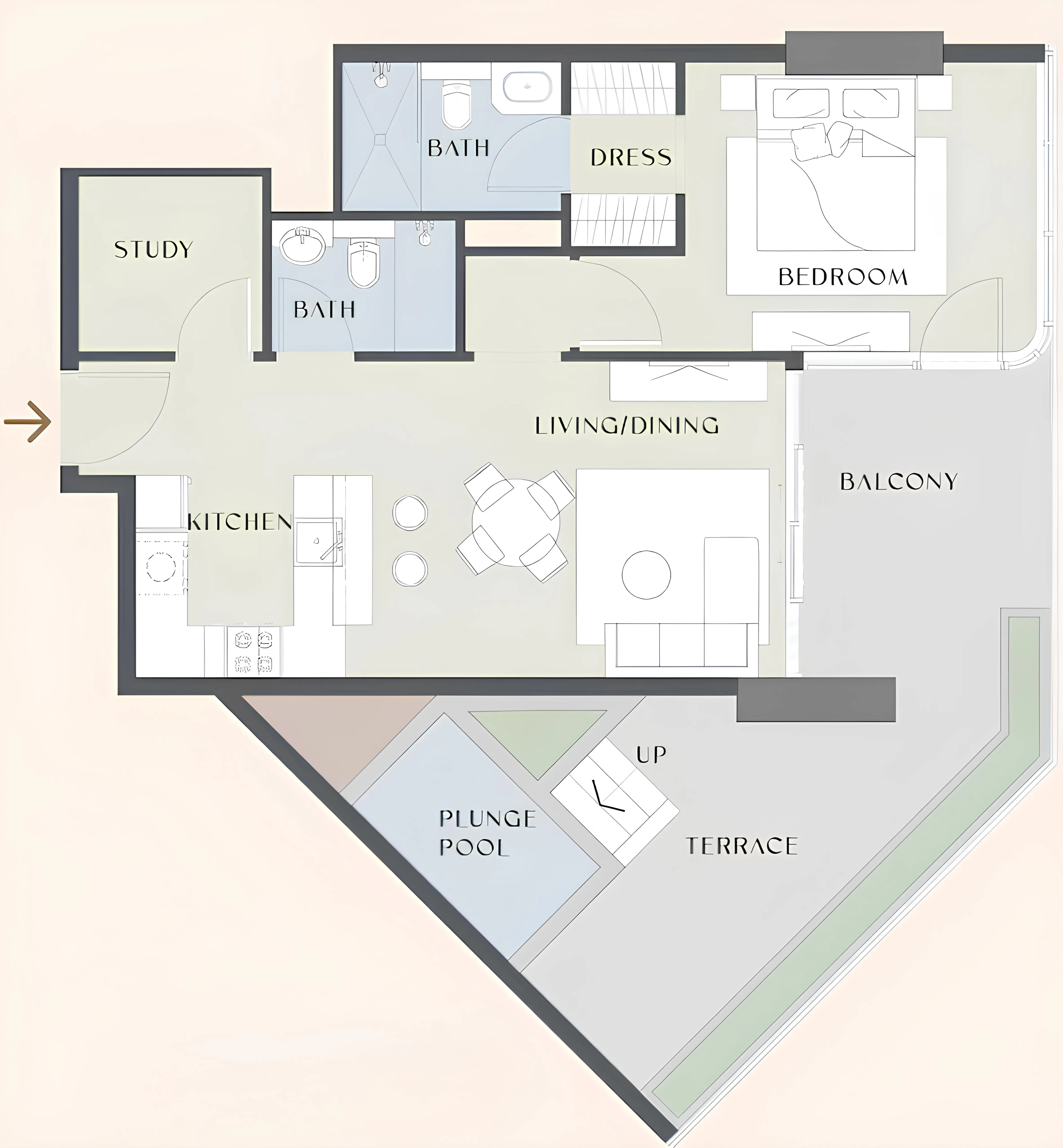 1.5 bedroom Apartments floor plan at Chelsea Gardens