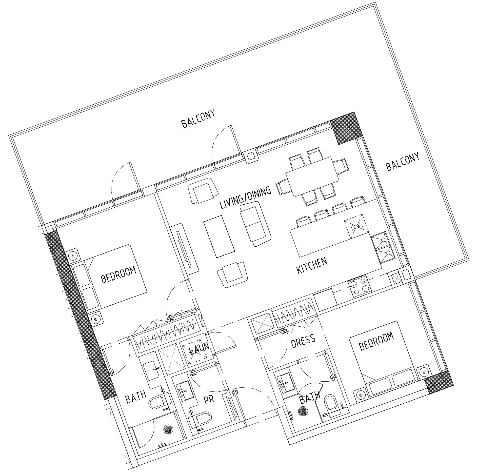 2 bedroom Apartments floor plan at Damac District