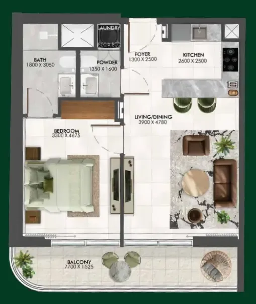 1 bedroom Apartments floor plan at Enchante