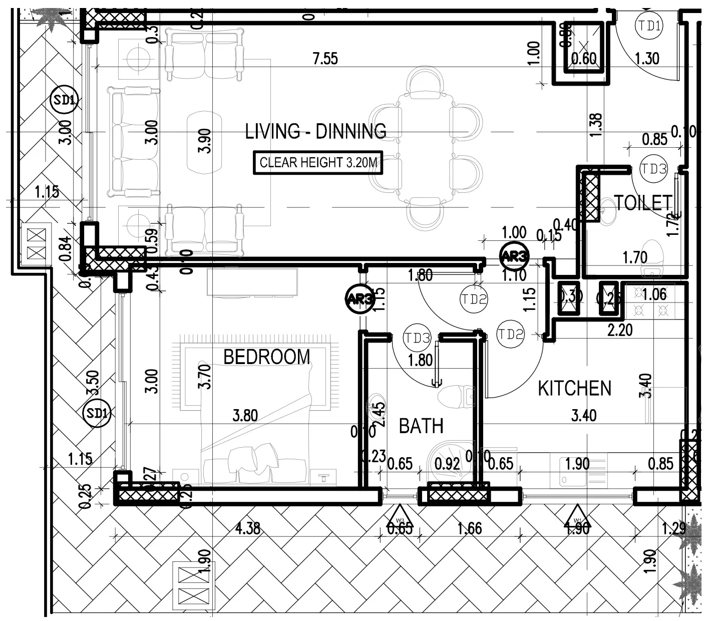 1 bedroom Apartments floor plan at Dugasta Warsan (Jneibi)
