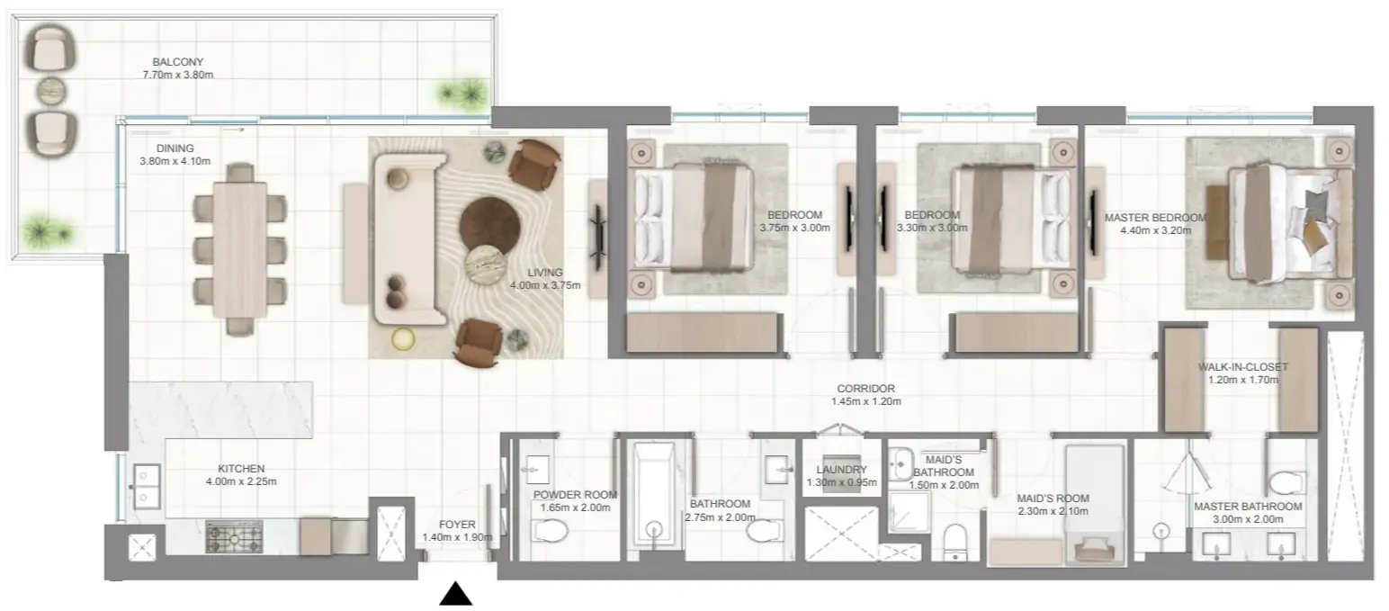 3 bedroom Apartments floor plan at Golf Vale