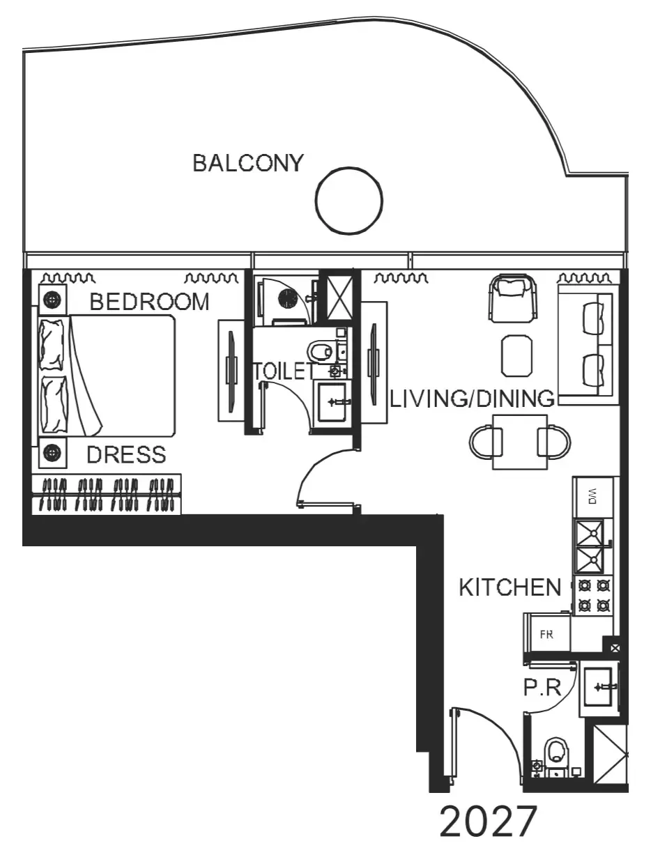 1 bedroom Apartments floor plan at The WOW Tower