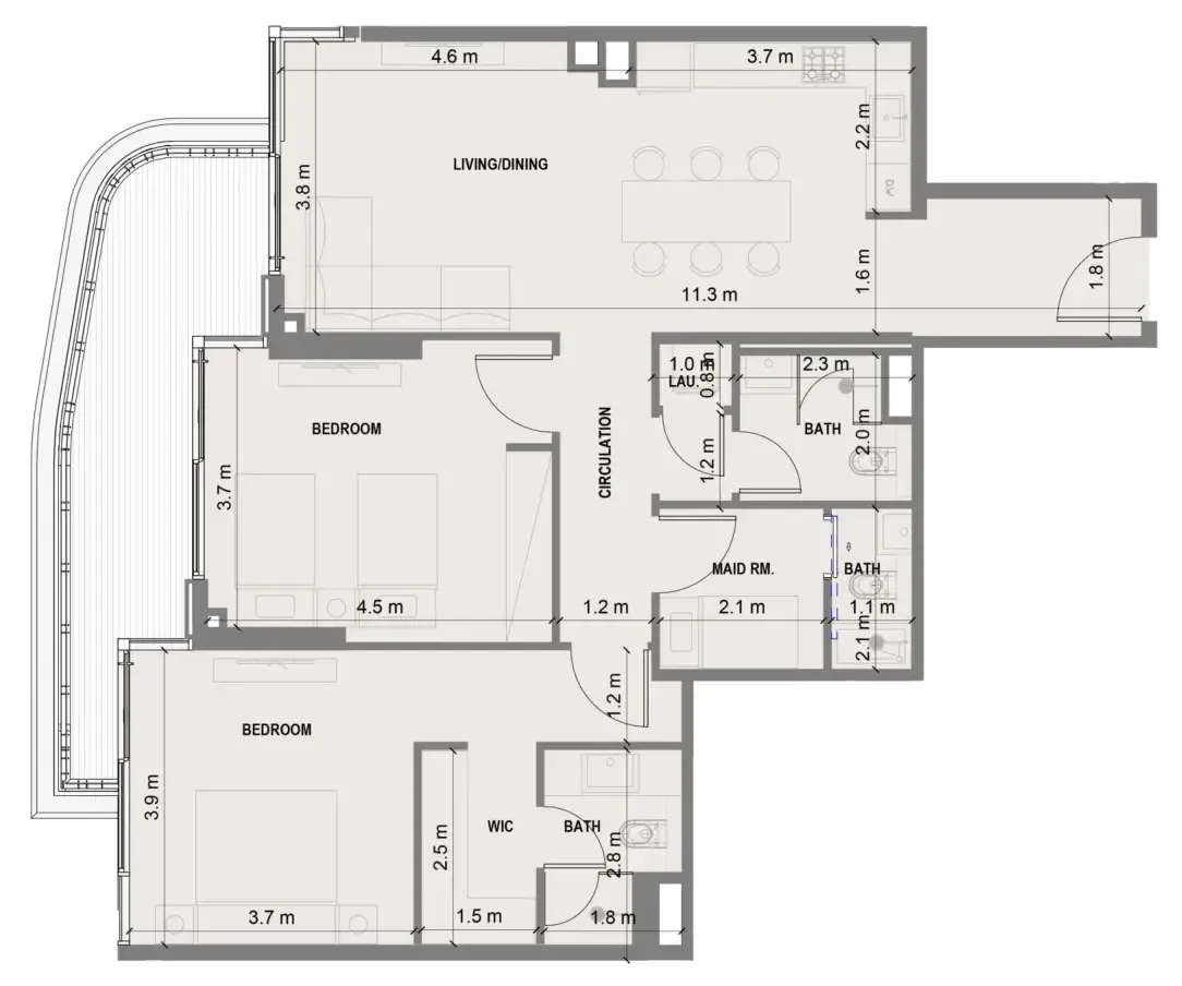 2 bedroom Apartments floor plan at Blue Marina Residence