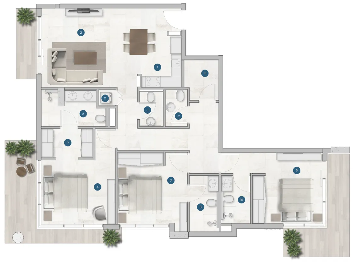 3 bedroom Apartments floor plan at Sola Residences
