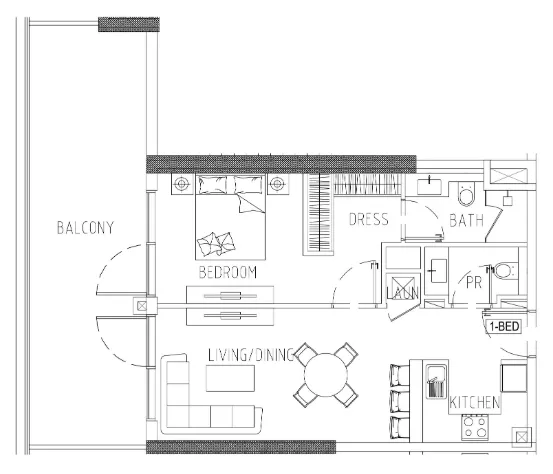 1 bedroom Apartments floor plan at Damac Riverside Views