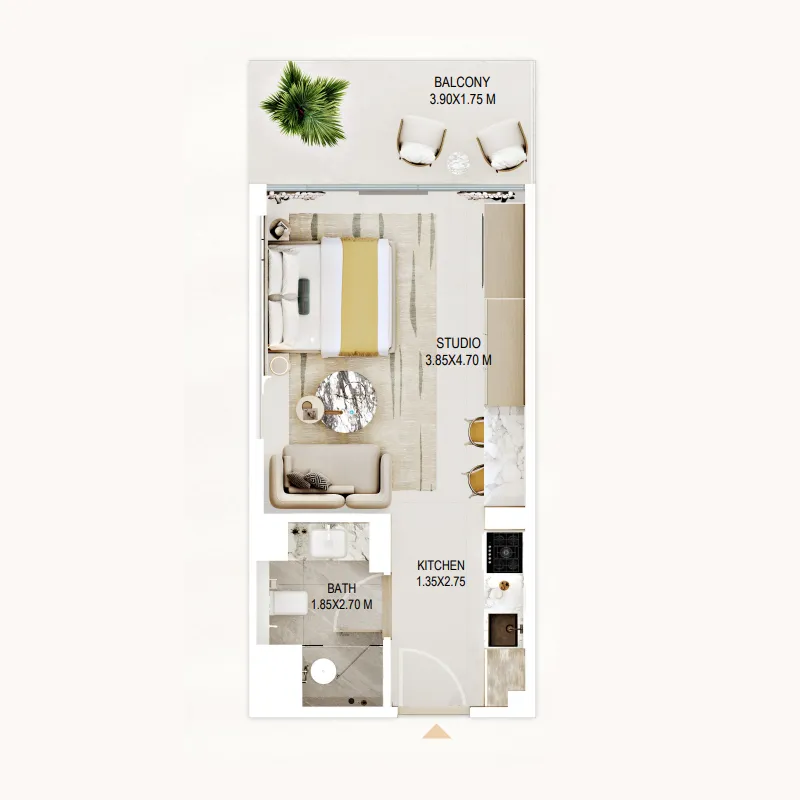 0 bedroom Apartments floor plan at Rabdan Gardens