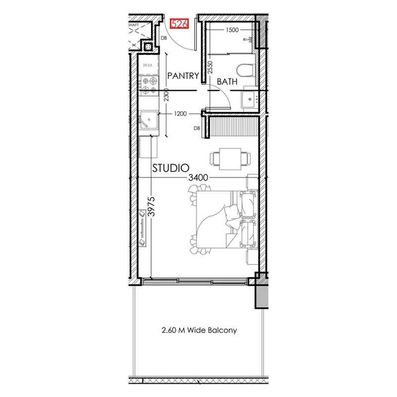 0 bedroom Apartments floor plan at Al Haseen Residences 5