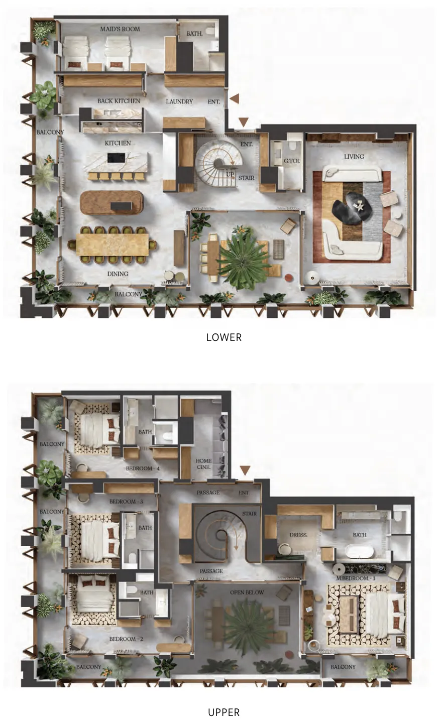 4 bedroom Duplex floor plan at Elire Managed by LUX