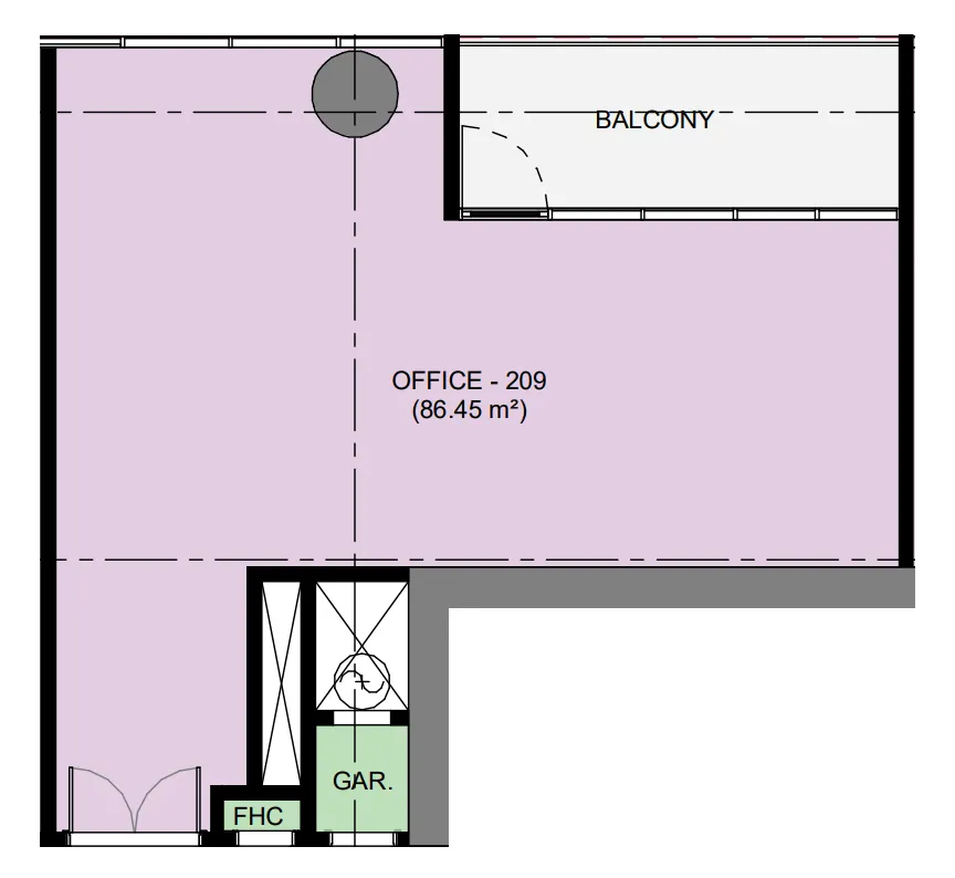  bedroom Office floor plan at Azizi Emerald