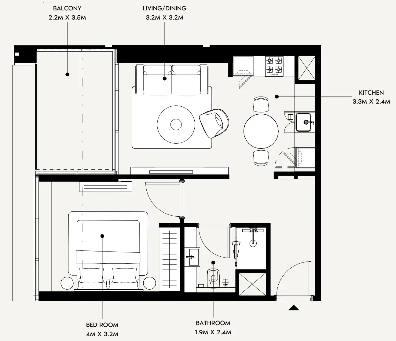 1 bedroom Apartments floor plan at Creek Views 4