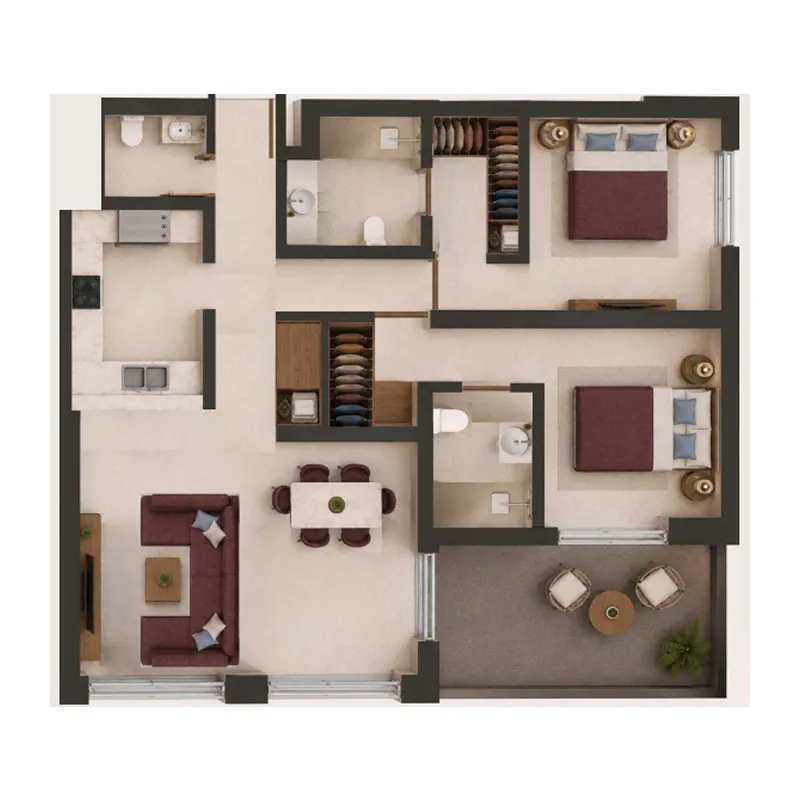 2 bedroom Apartments floor plan at Valore