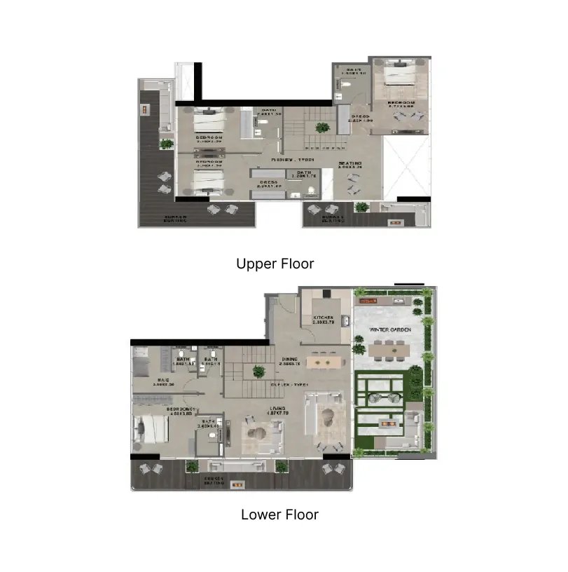 4.5 bedroom Penthouse floor plan at Reef 999