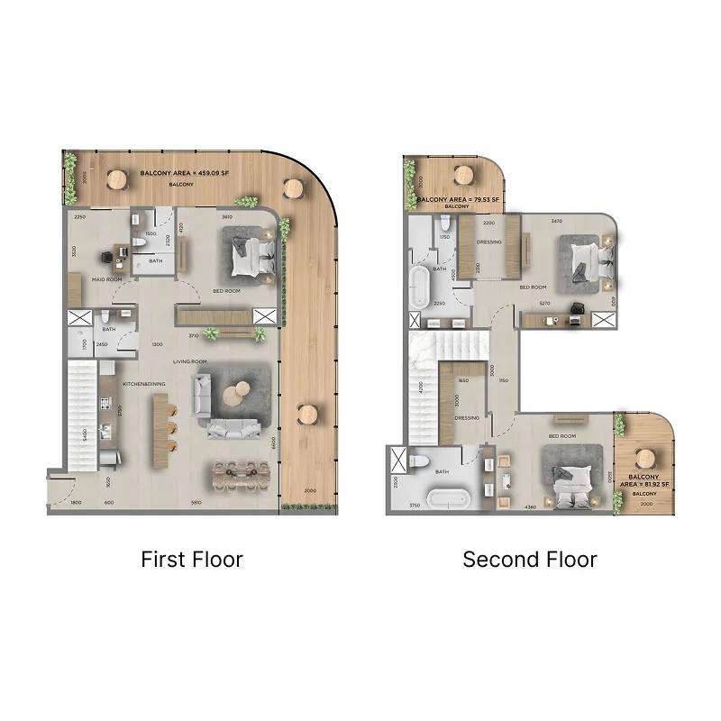 3.5 bedroom Duplex floor plan at 368 Park Ln.