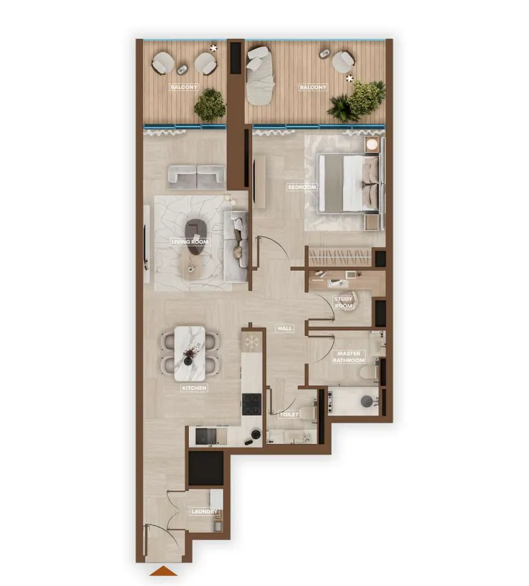 1.5 bedroom Apartments floor plan at Sky Hills Astra
