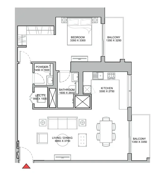 1 bedroom Apartments floor plan at 320 Riverside Crescent