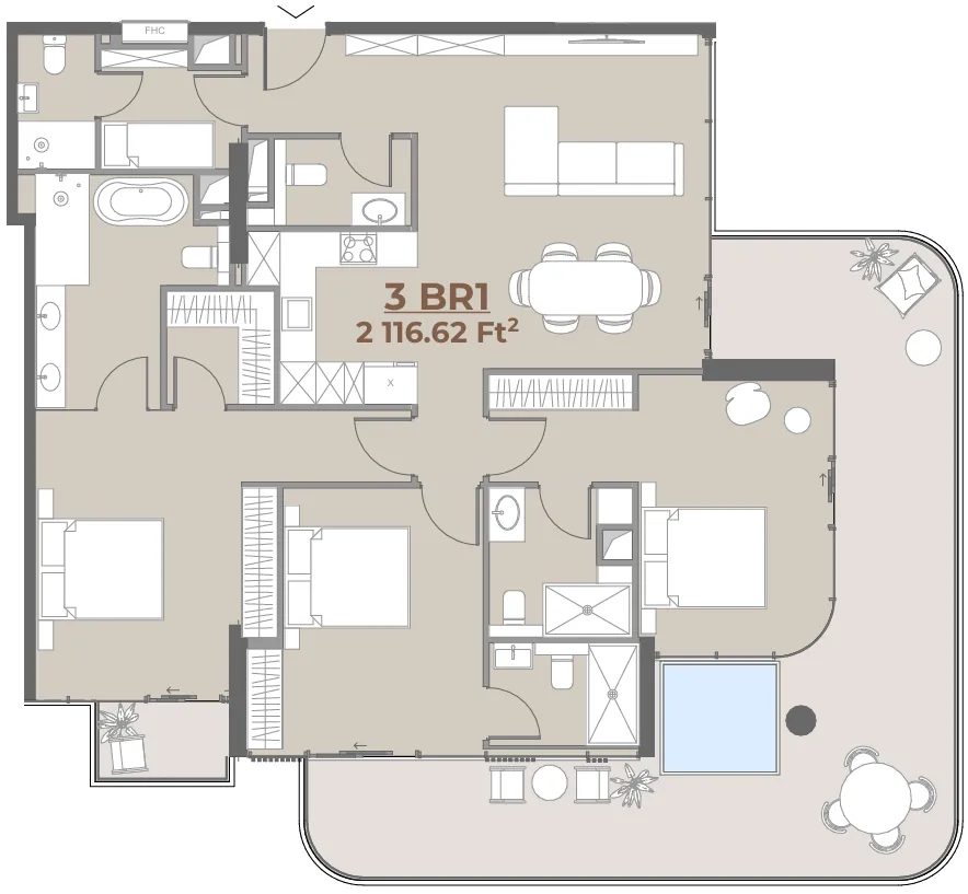 3.5 bedroom Apartments floor plan at House of WELL