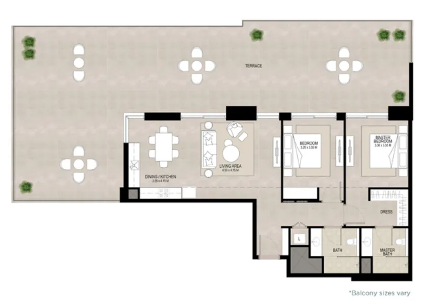 2 bedroom Apartments floor plan at Haya on the Park