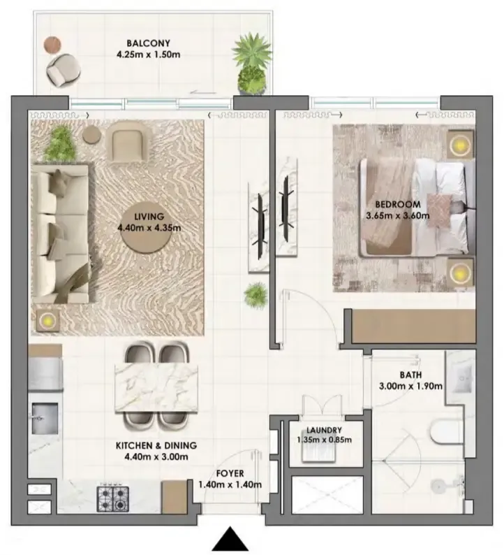 1 bedroom Apartments floor plan at Parkwood Emaar