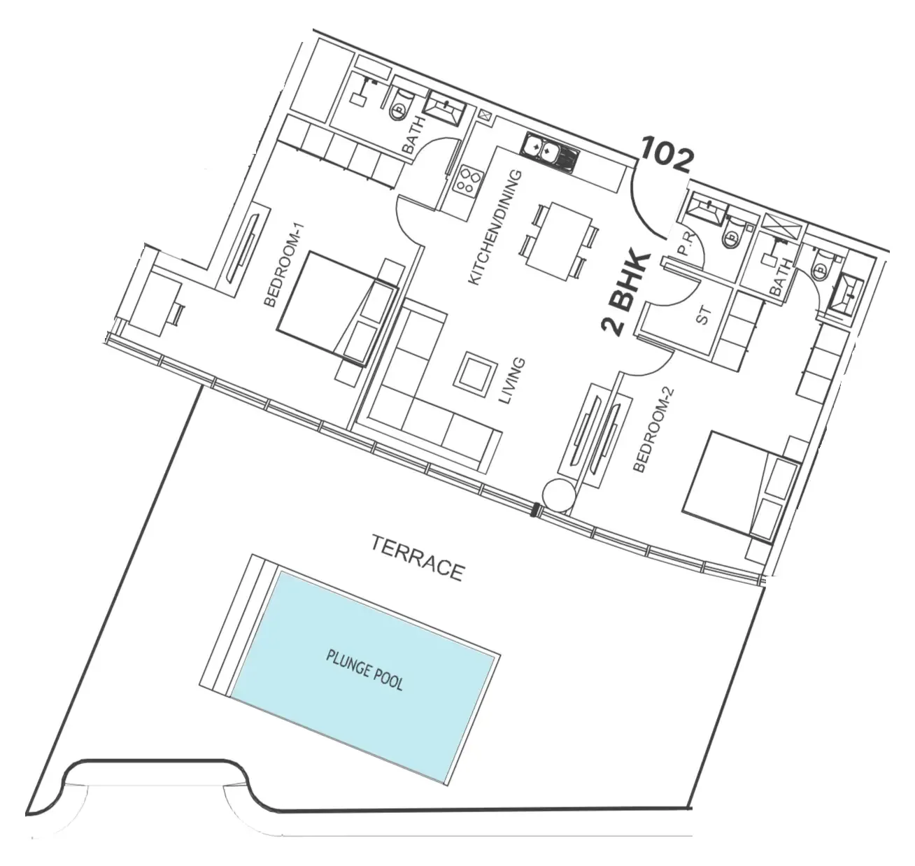 2 bedroom Apartments floor plan at Villa Del Garda