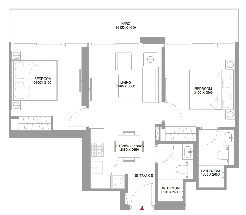 2 bedroom Apartments floor plan at Pierside Marina Residences