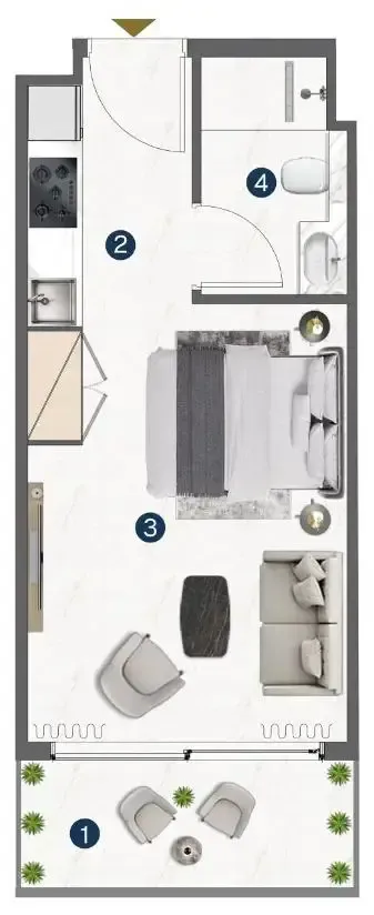 0 bedroom Apartments floor plan at Omya Residence