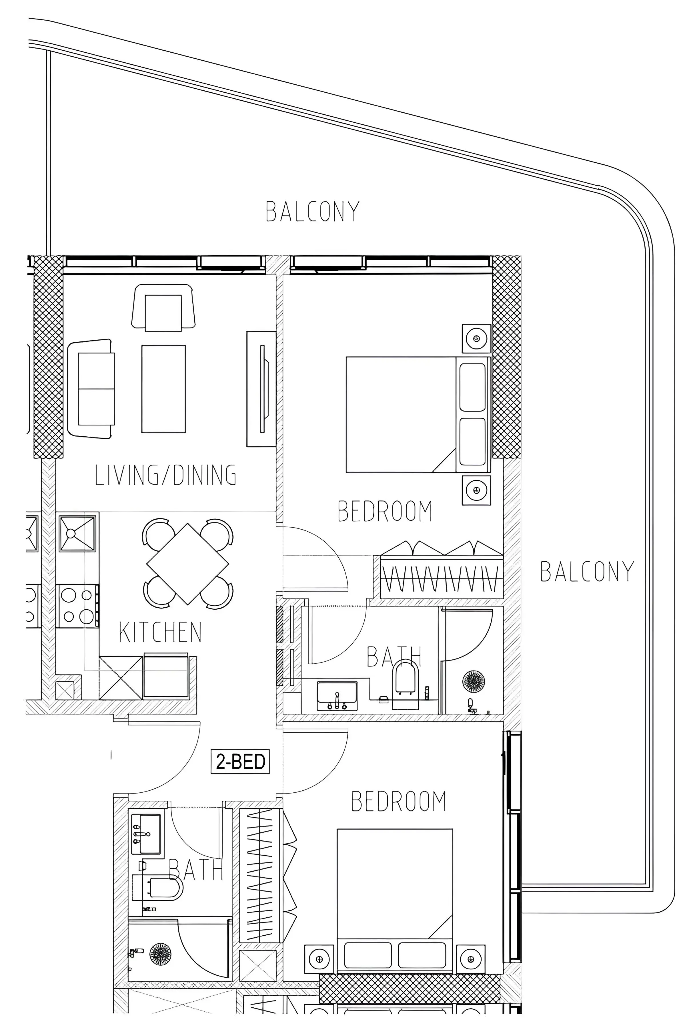 2 bedroom Apartments floor plan at Elo 2 and 3 Damac