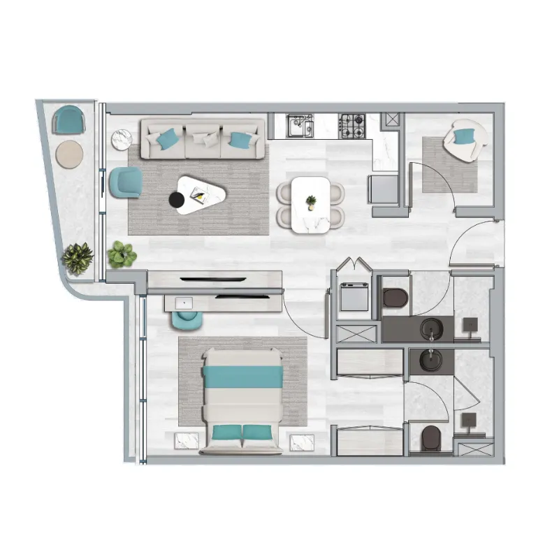 1 bedroom Apartments floor plan at Flora Bay Residences