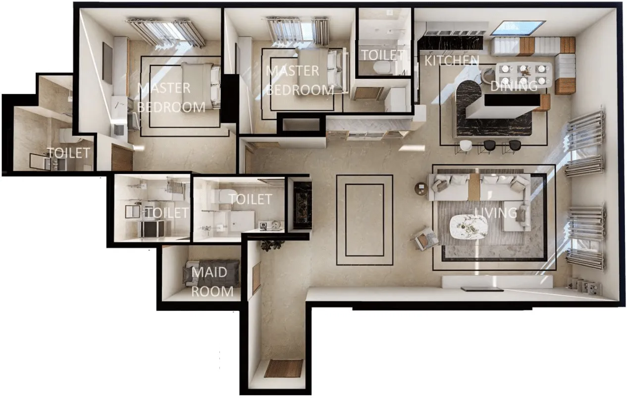 2 bedroom Apartments floor plan at Zenith J1