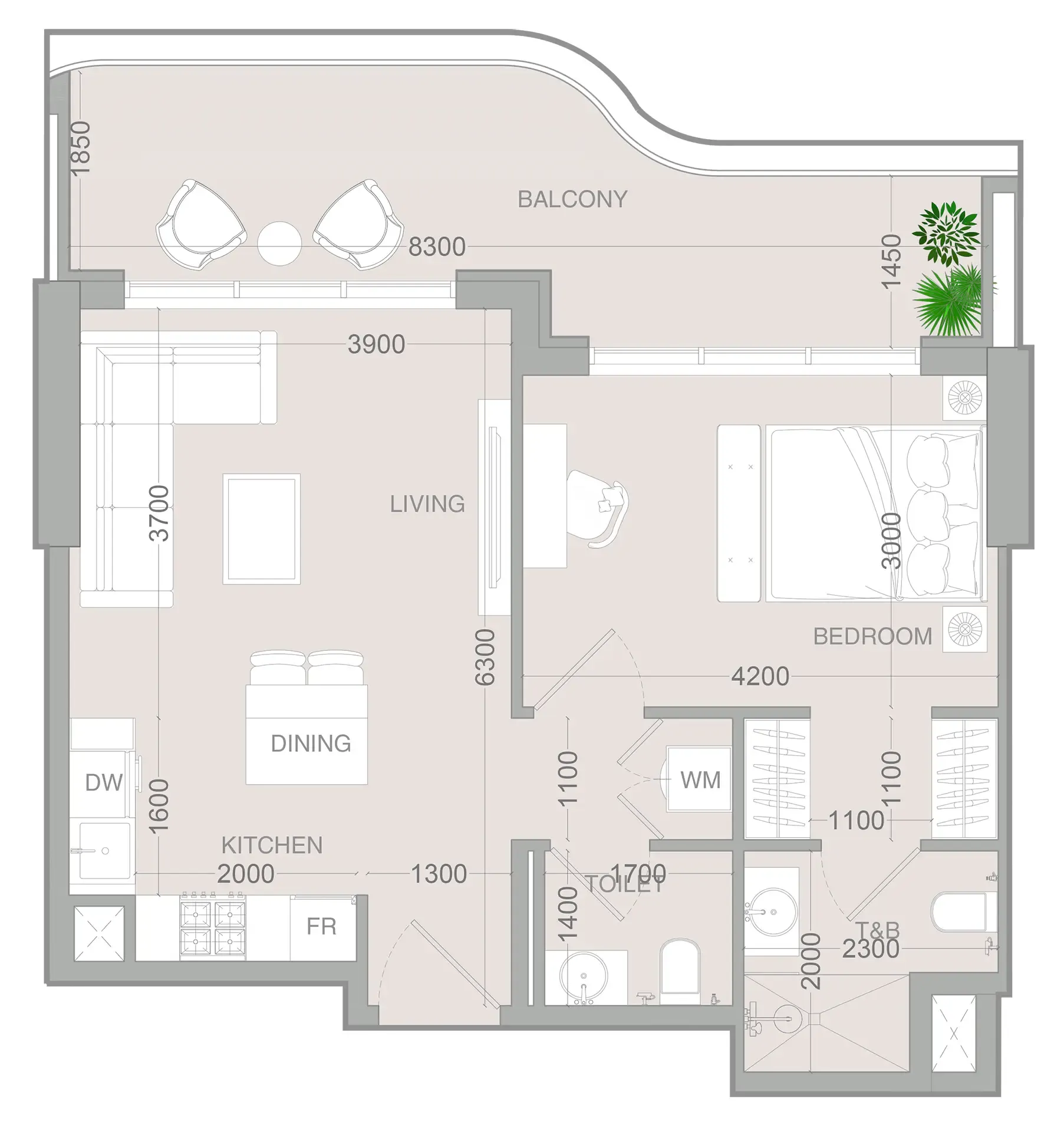 1 bedroom Apartments floor plan at ALTA V1EW