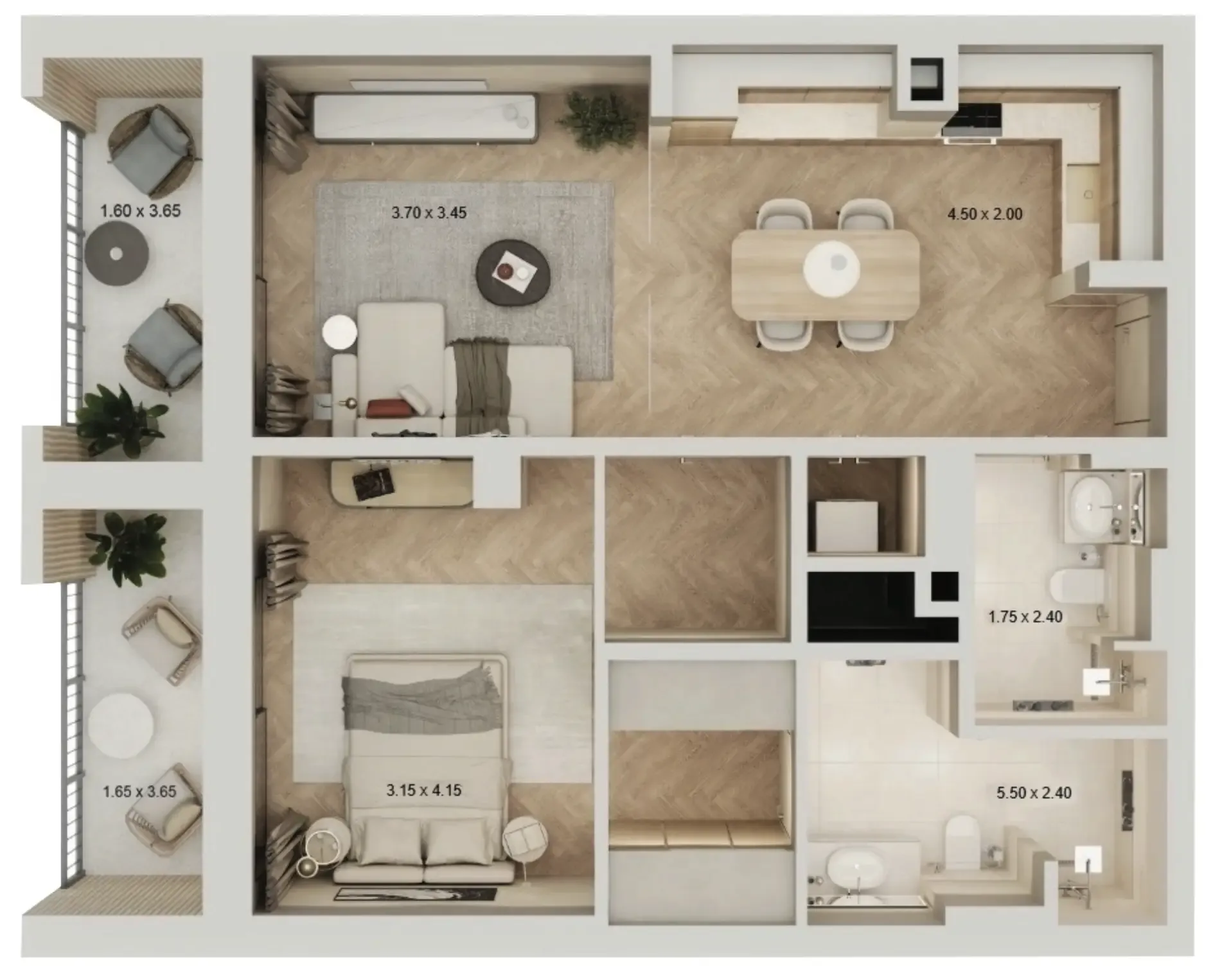 1 bedroom Apartments floor plan at Arisha Terraces