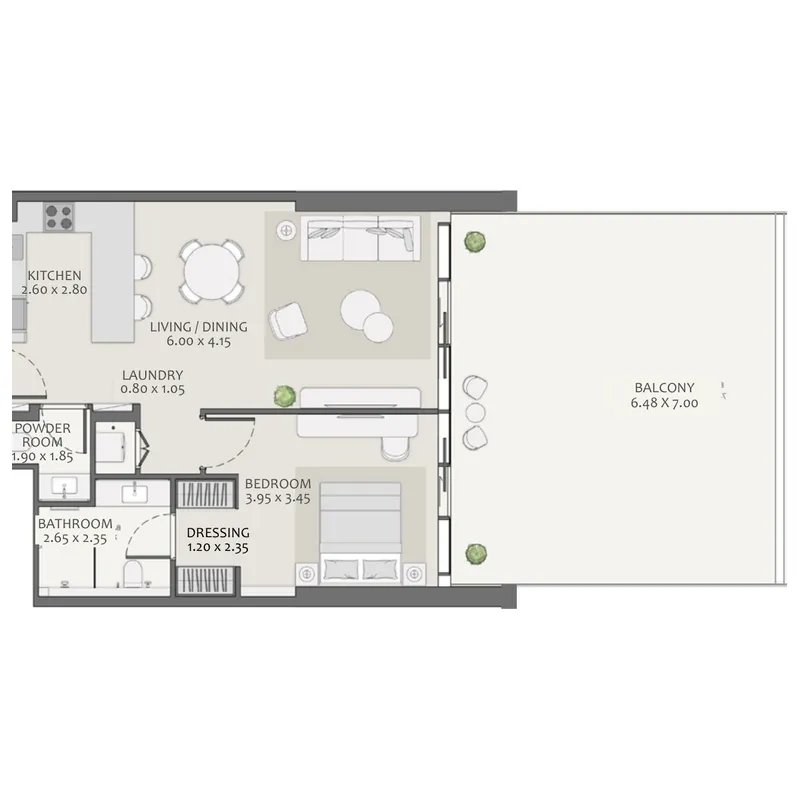 1 bedroom Apartments floor plan at Avenue Park Towers 2 at Wasl 1