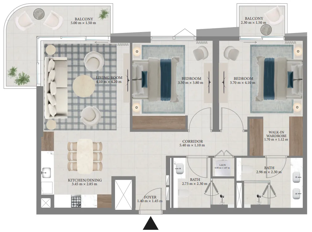 2 bedroom Apartments floor plan at Fior 1