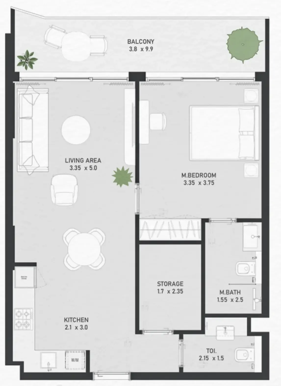 1 bedroom Apartments floor plan at Ayami Residence