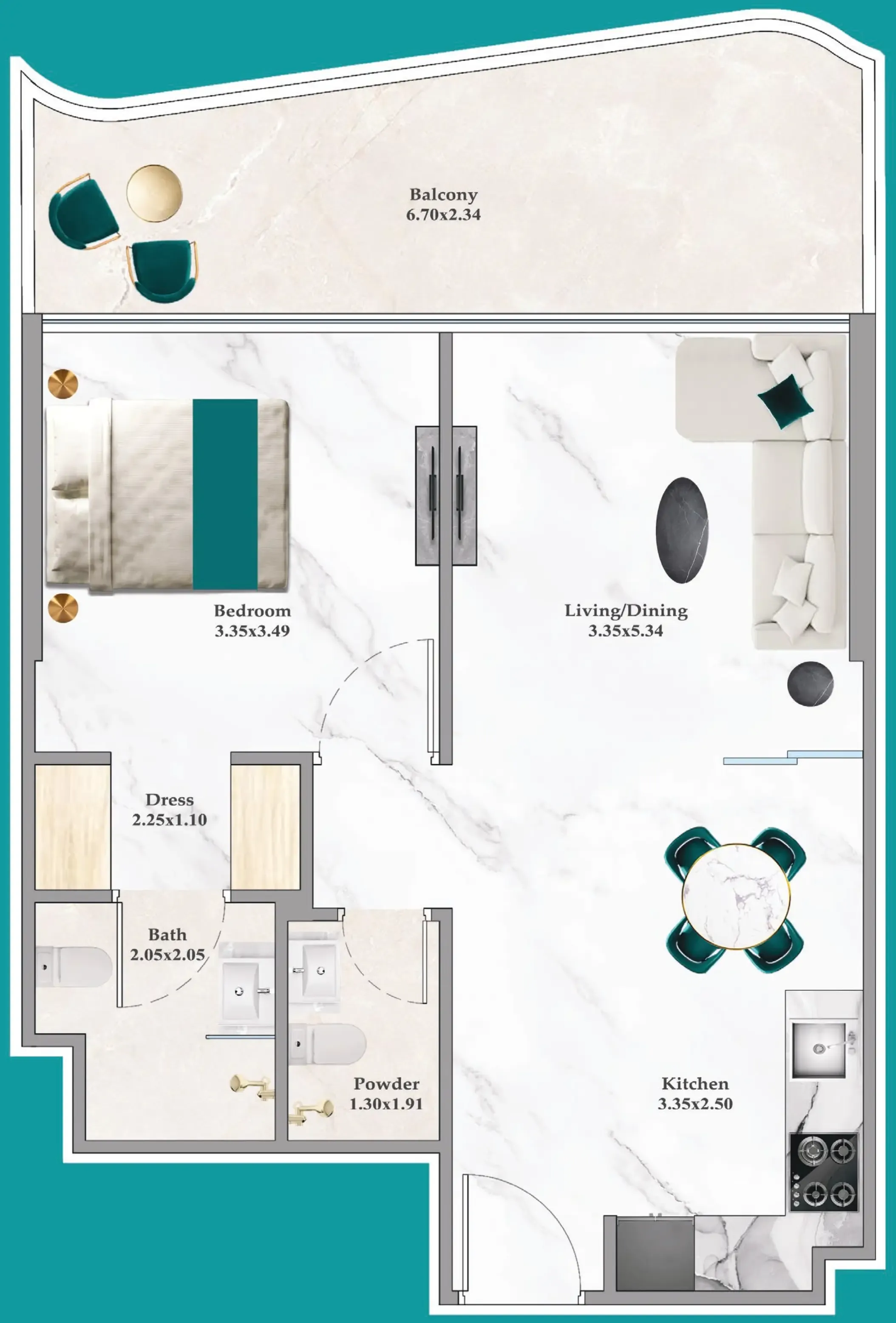 1 bedroom Apartments floor plan at Breez