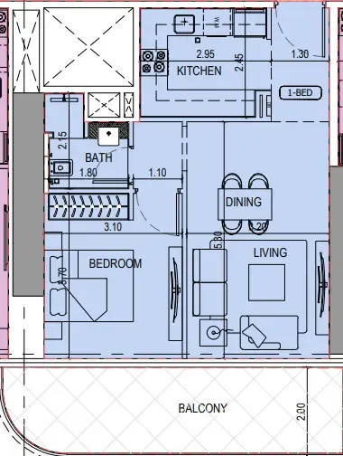 1 bedroom Apartments floor plan at Binghatti Sky Terraces