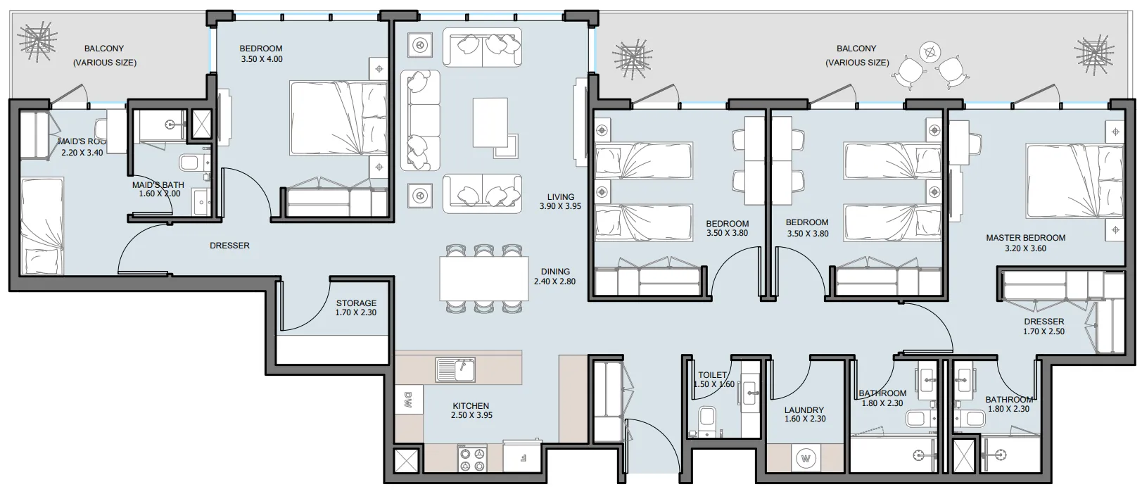 4 bedroom Penthouse floor plan at The District