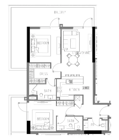 2 bedroom Apartments floor plan at Damac Riverside Views